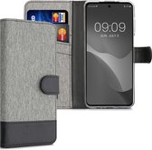 kwmobile telefoonhoesje geschikt voor Motorola Moto G52 / Moto G82 5G - Hoesje met pasjeshouder in grijs / zwart - Case met portemonnee