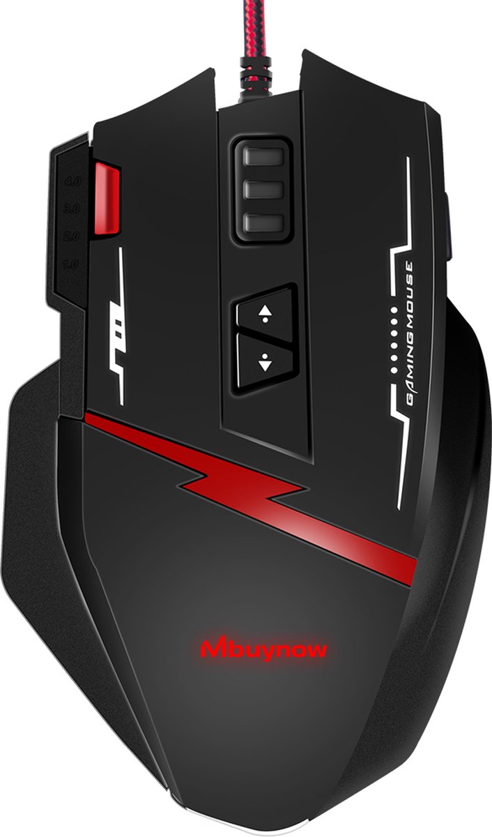 Mbuynow - Bedraad Gaming muis - 7 RGB lichtstanden，instelbare DPI en 8 knoppen - Zwart