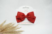 Haarstrikken Satijn Metallic Basic - Rood - Haarclip - Glitter - Baby shower - Bows and Flowers