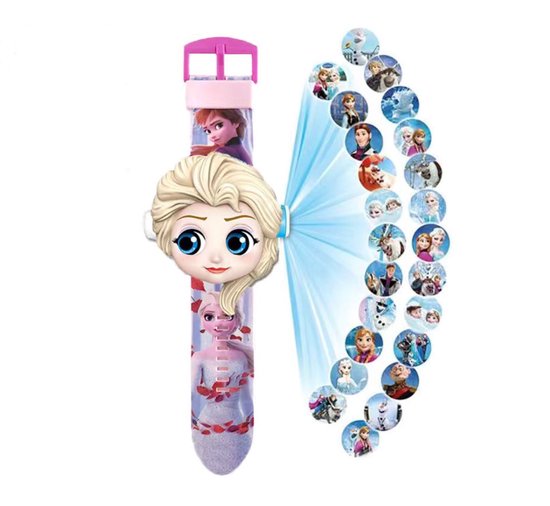 Disney Frozen horloge - Frozen Elsa horloge - Frozen speelgoed horloge - Met roze horlogeband -Frozen Elsa projector horloge -  Kinder horloge - frozen horloge