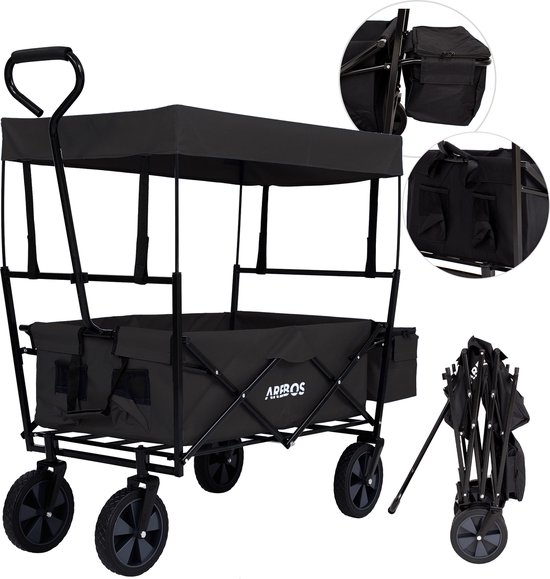 Arebos Bolderkar Opvouwbaar Handkar Luchtbanden Handwagen 100 Kg 360 Draaibare Voorwielen Blauw 2857892135