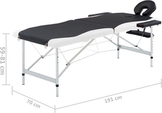 Wereldwijd Daar geeuwen vidaXL Massagetafel inklapbaar 2 zones aluminium zwart en wit | bol.com