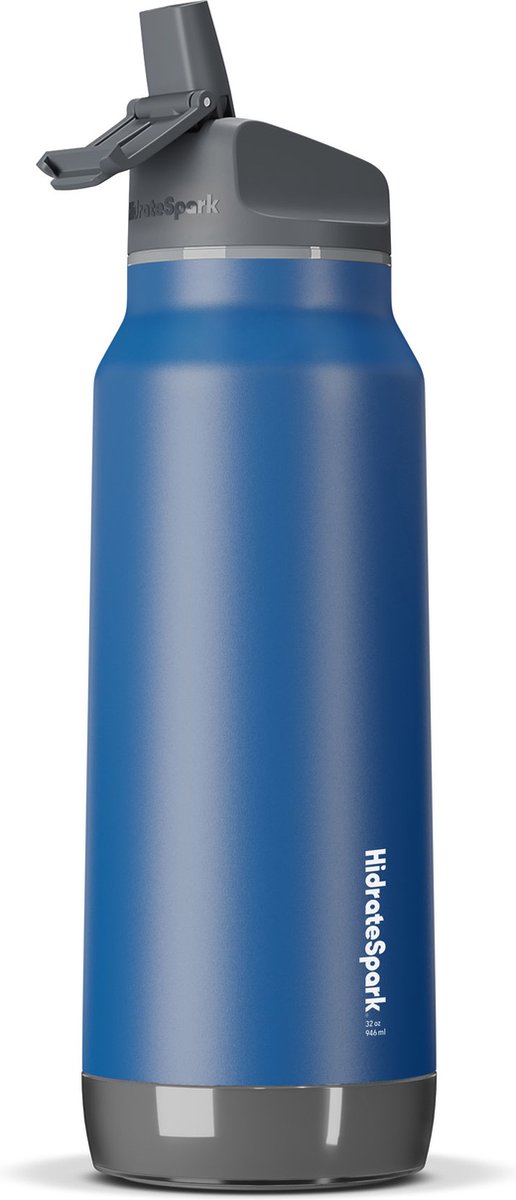 Hidrate Spark Pro Smart Water Bottle Roestvrij Staal - Houdt Water Intact & Glows om te herinneren dat u gehydrateerd, rietdeksel, 80 ml, zwart
