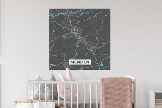 Stickers muraux - Carte - Plan d'étage - Plan de la ville - Menden - Allemagne - Blauw - 80x80 cm - Feuille adhésive