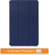 Luxe Case Hoes Geschikt Voor Lenovo Tab P11 / P11 Plus Tablet - Auto Sleep/Wake Met Screen protector - Donkerblauw