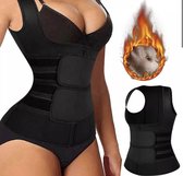 Wow Peach - Sport Body Shaper Vest - Corrigerende Top - Work Out - Afslanken - Sweat Shapewear - Verstelbaar - Zwart - XX-Large