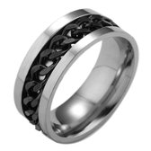Anxiety Ring - (Kettinkje) - Stress Ring - Fidget Ring - Anxiety Ring For Finger - Draaibare Ring - Spinning Ring - Zwartkleurig RVS - (21.75mm / maat 68)