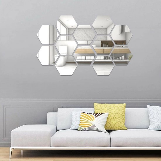 Miroir mural hexagonal - Décoration de salon - Miroir de salon - 8 x 7 x 4  cm -... | bol.com