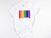 Lykke LGBTQ T-shirt unisexe Lgbt Pride t-shirt arc-en-ciel fierté blanche t-shirt coton colorant naturel imprimé dtg | coton blanc | Taille M