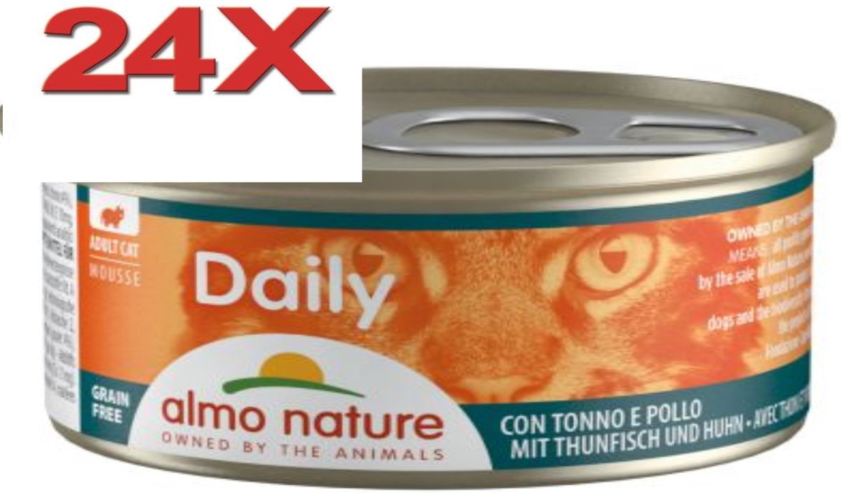 Almo Nature Dailymenu - Kattenvoer Mousse - Tonijn & Kip - 24x85gr