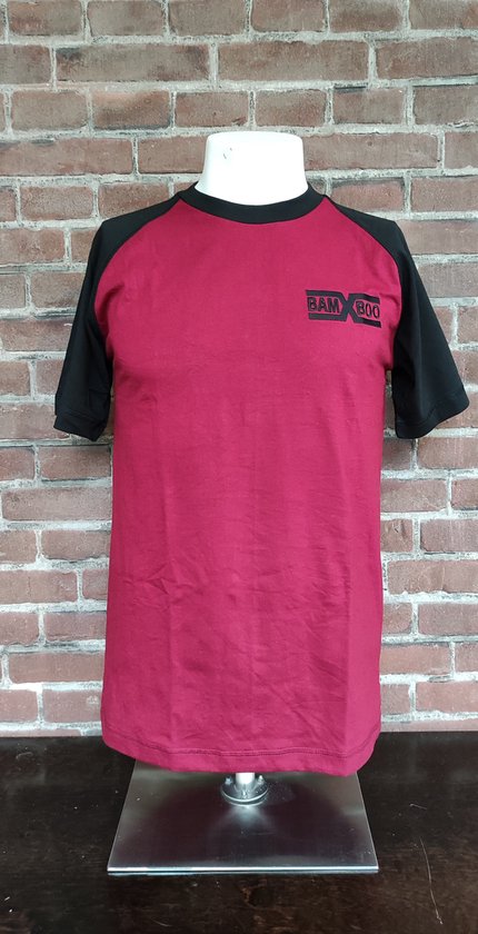 RIXIP Bamboe tshirt rood / zwart - L #20.11.13