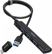 Sounix USB 3.0 Hub - USB C Hub - 4 Poort - Kabel van 30cm - Aluminium - Zwart - UAH43000