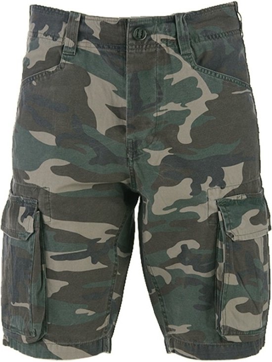Fostex Garments - Cargo shorts stonewashed (kleur: Woodland / maat: XXXL)