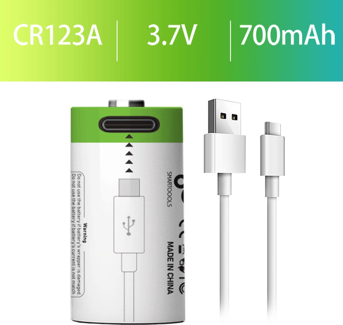 CR123A 3.7V 700mAh Oplaadbare Li-ion Batterij - Fotobatterijen - 2uur Snel Opladen(2stuks)