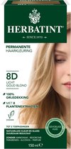 Herbatint 8D Golden Blonde - 100% biologische, permanente vegan haarkleuring - Met 8 plantenextracten - 150 ml
