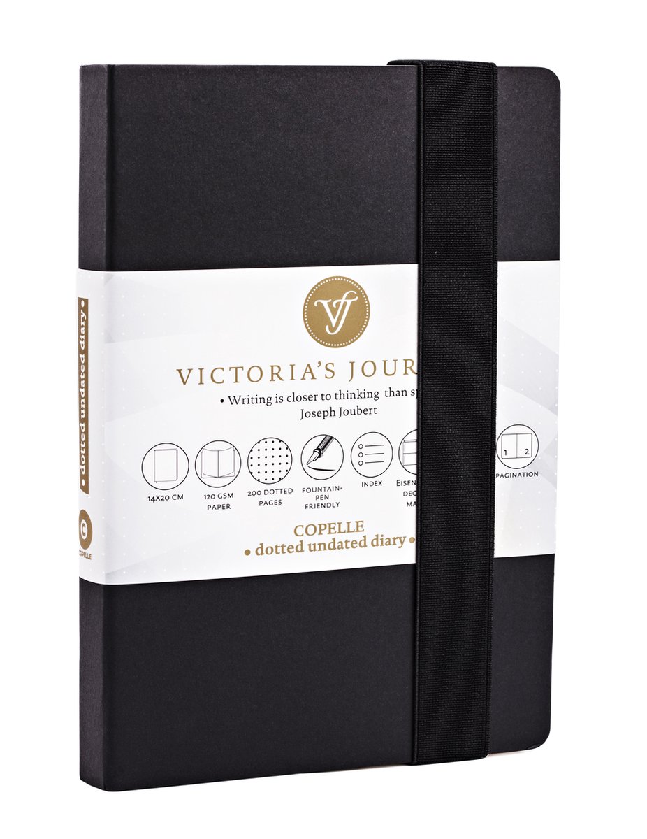 Victoria's Journals Copelle Kraft Bullet Journals - Bullet Journal | Notitieboek A5 Harde Kraft met Premium Dik Papier | 240 Pagina's | 14x21 Hardcover Notebook (Zwart)