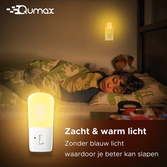 Qumax LED Nachtlampje Stopcontact 4 stuks - Dimbare Nachtlampjes met Sensor - Nachtlampje Babykamer - Nacht Lamp - Dag en Nacht Sensor - Kinderen & Baby - Wit