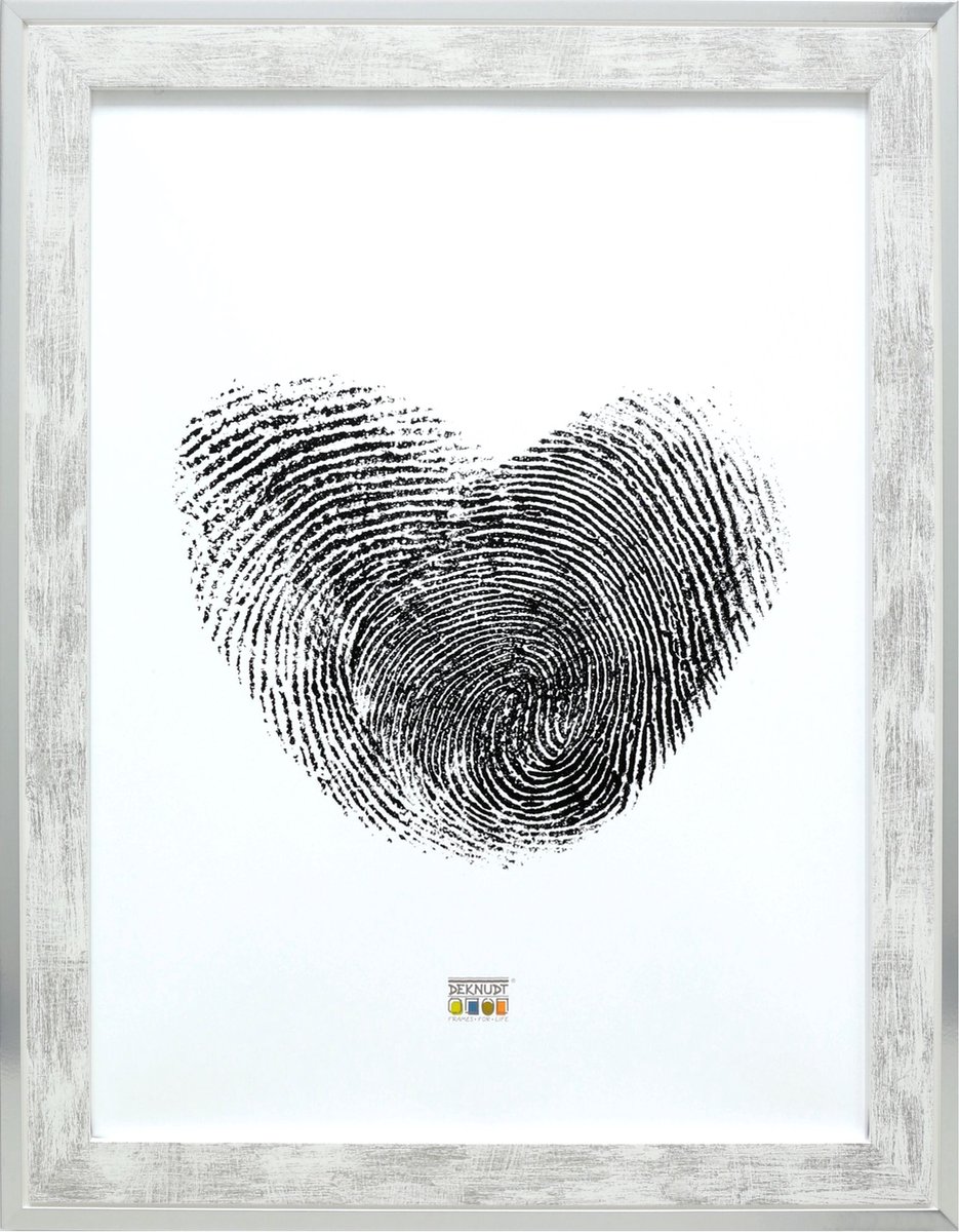 Deknudt Frames fotolijst S43RE1 - wit - zilverkleurige rand - 30x45 cm
