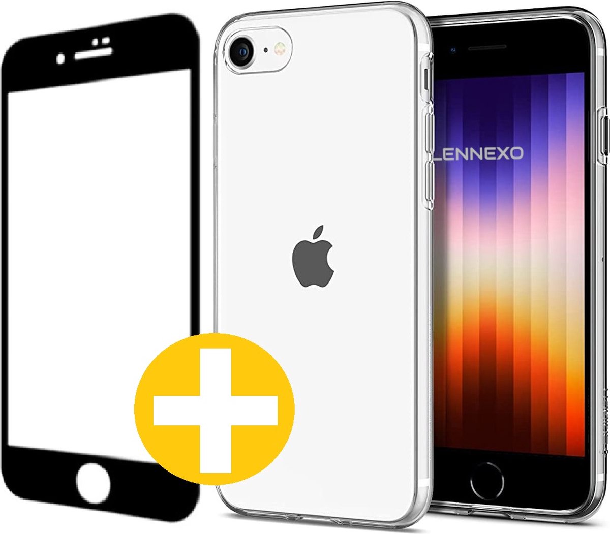 Hoesje en Screenprotector Combi Geschikt Voor iPhone SE - Transparant Hoesje + Premium screenprotector