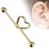 Industrial piercing hartje gold plated