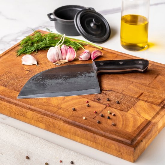 Shinrai Japan - Couteau de chef 18 cm - Couteau - Couteau à découper Zwart avec revêtement en cuir - Avec coffret cadeau de Luxe