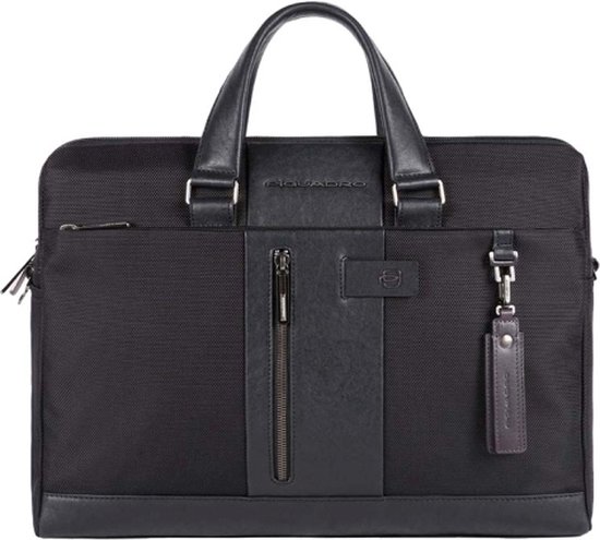 Piquadro Laptop bag / Work bag / Briefcase - Black Square S - 13 pouces - Cuir - Zwart