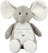 Knuffel olifant lets cuddle little one-naam op oor-grijze opdruk