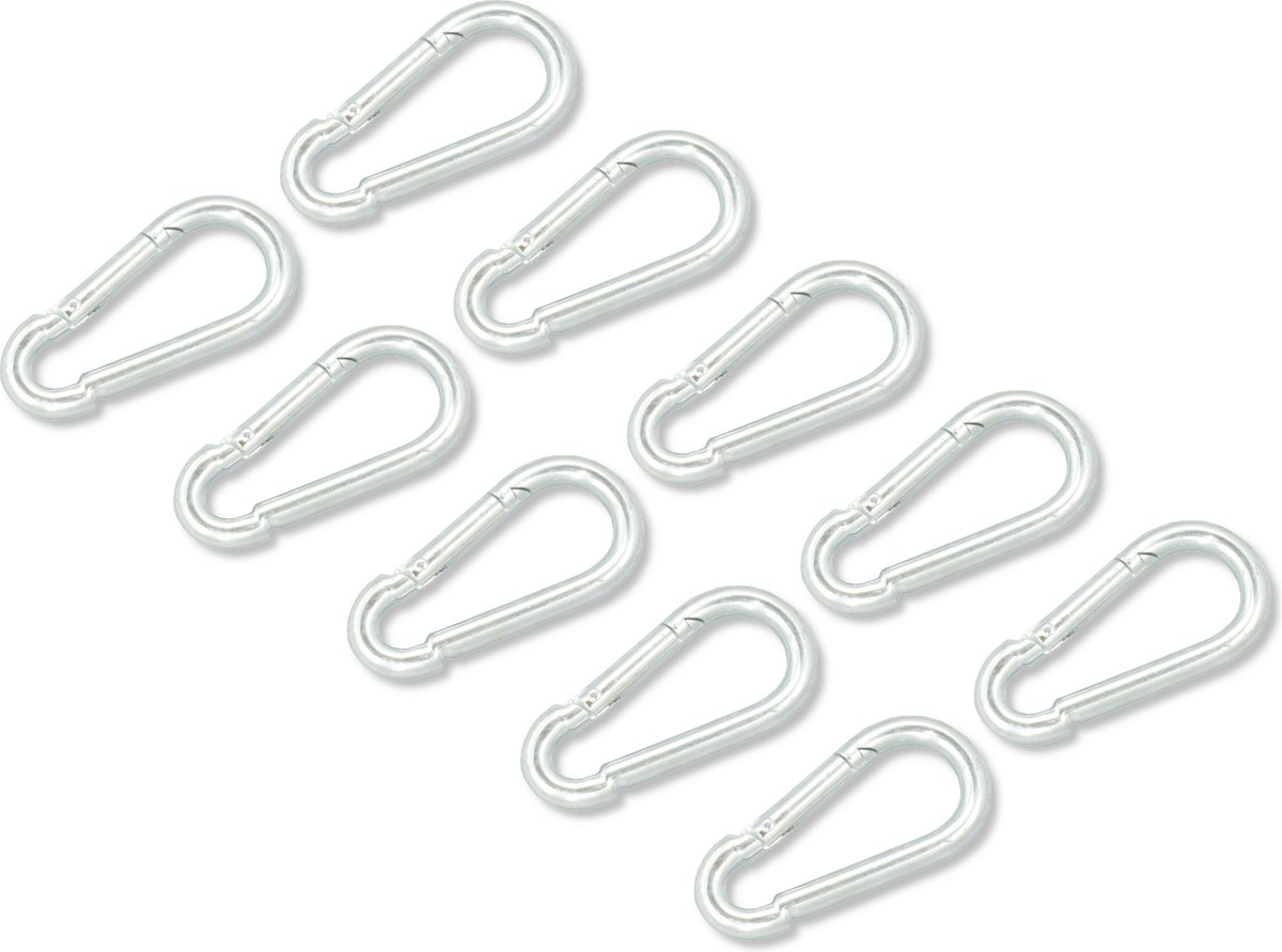 AMIG Karabijnhaak 8 x 80mm – Gegalvaniseerd Staal – 10 stuks – carabiner – musketonhaak