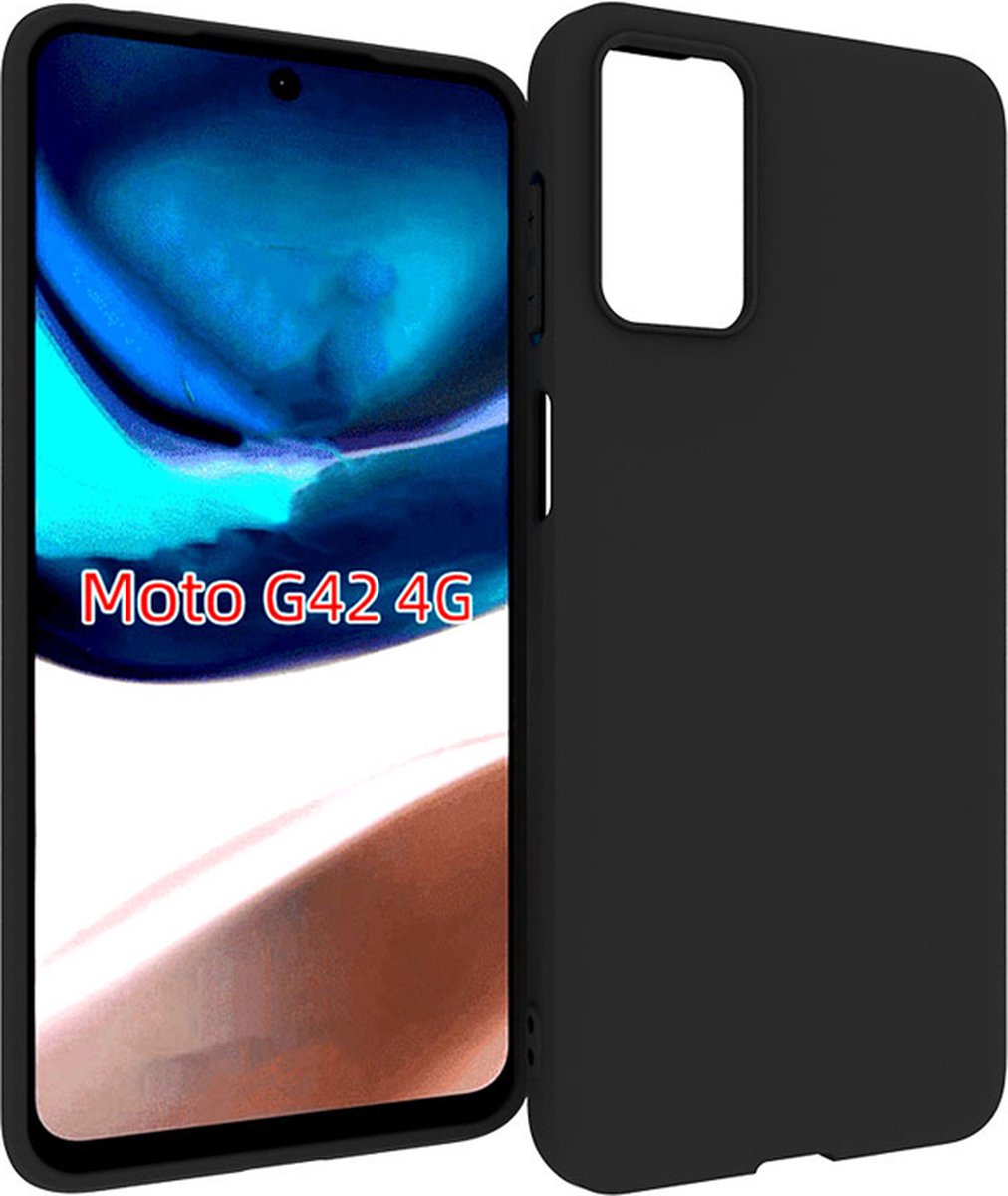 Geschikt voor Motorola Moto G42 Hoesje - Zwart Siliconen Case