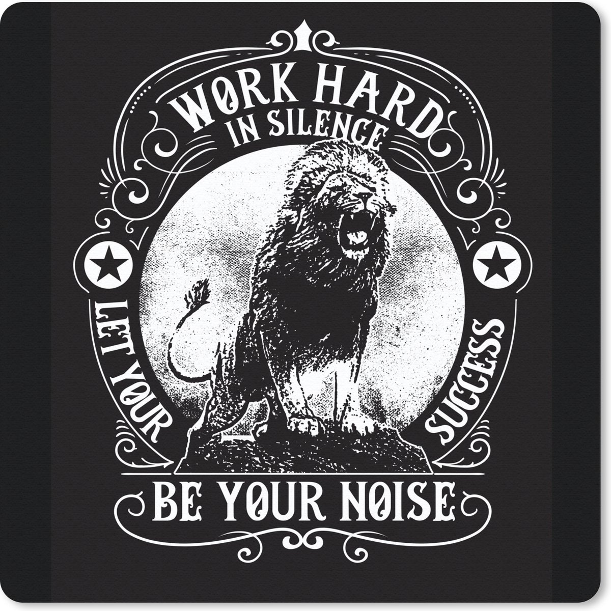 Muismat 20x20 cm - Mousepad Leeuw - Vintage - Quote - Muismatten