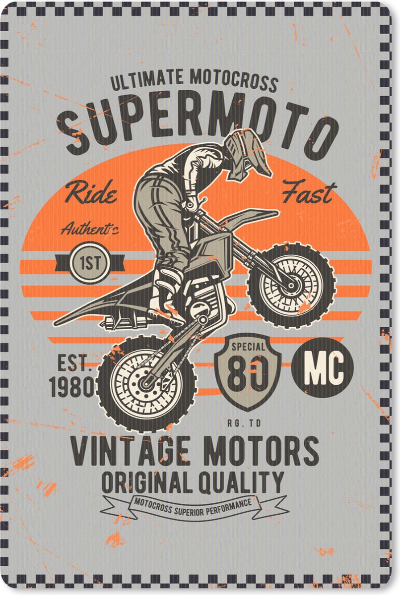 Muismat 18x27 cm - Mousepad Mancave - Motor - Motorcross - Retro - Muismatten