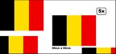 5x Vlag Belgie 60cmx 90cm - België supportersvlag polyester zwart/geel/rood EK WK National festival sport