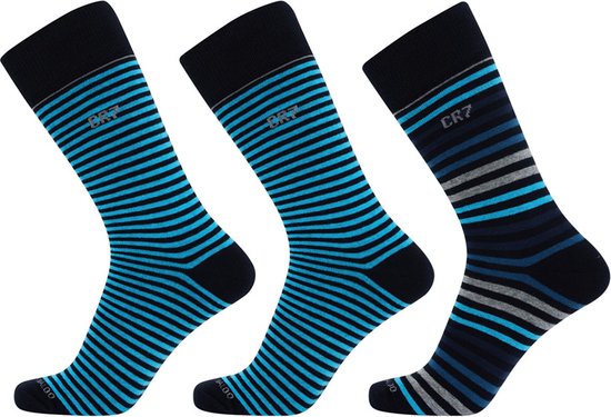 CR7 giftbox 3P sokken stripe II blauw - 40-46
