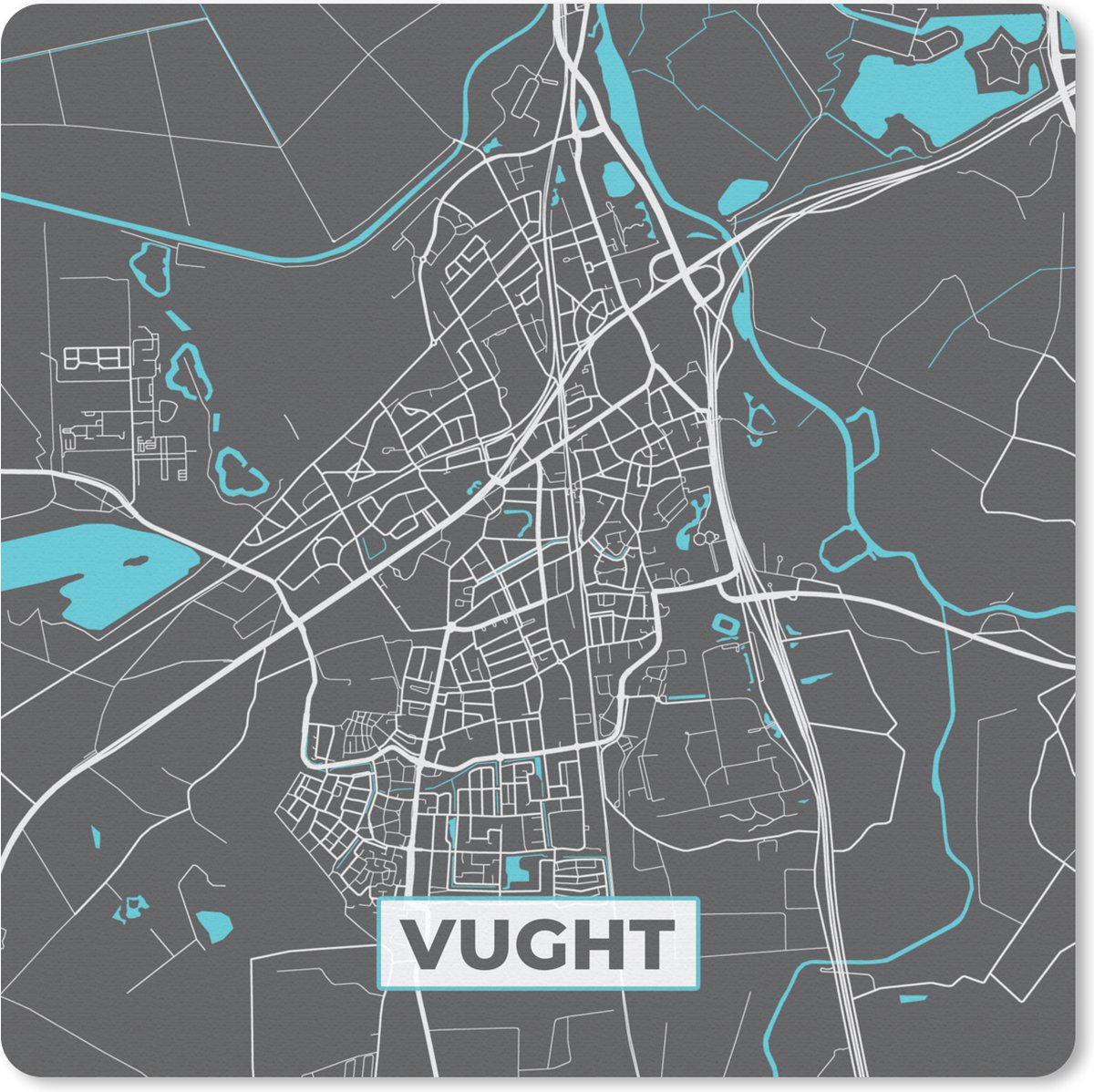 Muismat 30x30 cm - Mousepad Stadskaart - Plattegrond - Vught - Kaart - Muismatten - Stadskaart