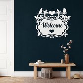 Wanddecoratie | Welkom / Welcome | Metal - Wall Art | Muurdecoratie | Woonkamer |Wit| 75x60cm