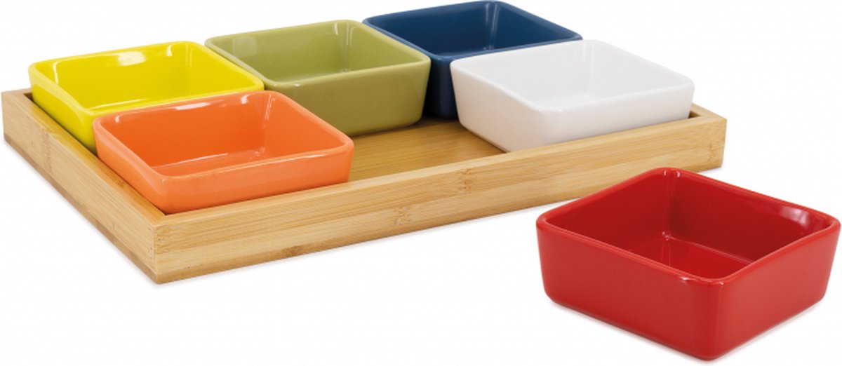 Remember Bowl set with wooden tray - 7 pcs