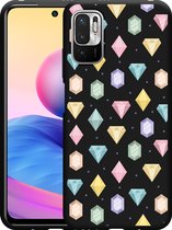 Redmi Note 10 5G Hoesje Zwart Diamonds - Designed by Cazy