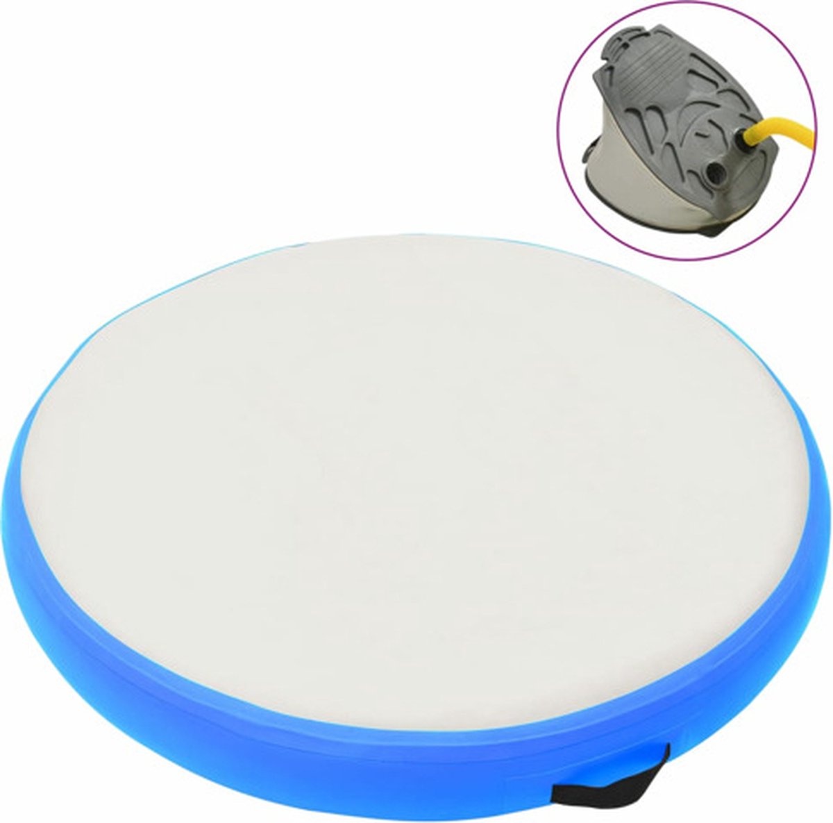 vidaXL Gymnastiekmat met pomp opblaasbaar 100x100x10 cm PVC blauw