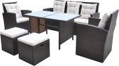 vidaXL - 6-delige - Tuinset - met - kussens - poly - rattan - bruin