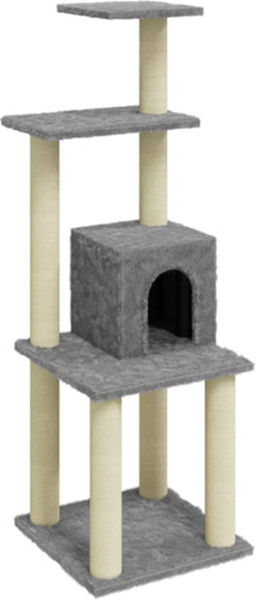 vidaXL Kattenkrabpaal met sisal krabpalen 105 cm lichtgrijs