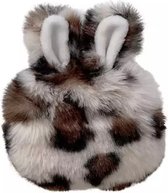 Casies Bunny hoesje geschikt voor Apple AirPods Pro - Panterprint Wit - konijnen hoesje softcase - Pluche / Fluffy