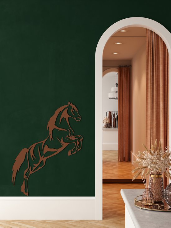Wanddecoratie | Paard / Horse | Metal - Wall Art | Muurdecoratie | Woonkamer |Bronze| 43x101cm