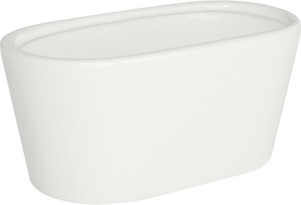 Polnix Piano Serie - Keramische Gootvormige Bloempot - 17 cm - Wit - Glanzende Afwerking