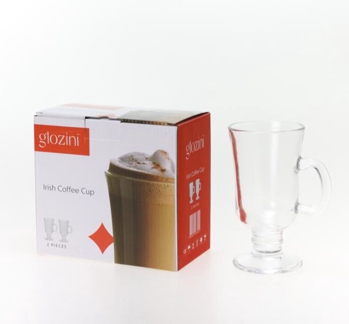 Glozini Irish Coffee Glazen met Oor - Latte Macchiato Cappuccino Glazen - Koffieglazen - Set van 2 Stuks