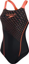 Speedo Medley Logo 1 Piece Zwart/Rood Dames Sportbadpak - Maat 46