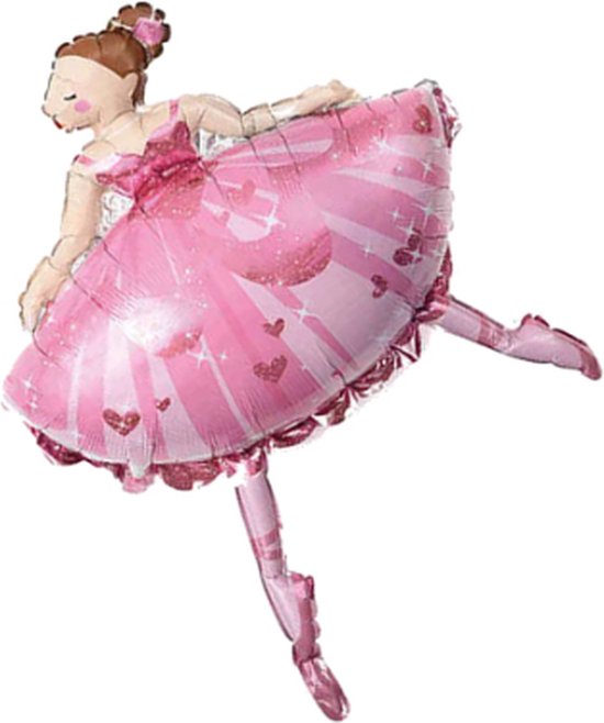 Ballerina Ballon - XXL - 104x65cm - Thema feest - Versiering - Ballet - Balletdanseres - Balletschoenen - Balletschool - Meisje - Dansen - Danseres -Verjaardag - Folie ballon - Ballonnen - Leeg - Helium ballon