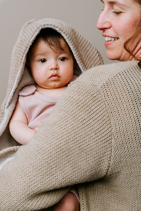Baby's Only Baby badcape - Omslagdoek - Handdoek met capuchon Sense - Clay - 75x85 cm - Badstof van Baby's Only — afbeelding 4