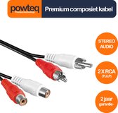 Powteq - 1.5 meter premium composiet audio verlengkabel - 2x RCA / 2x tulp - Stereo audio