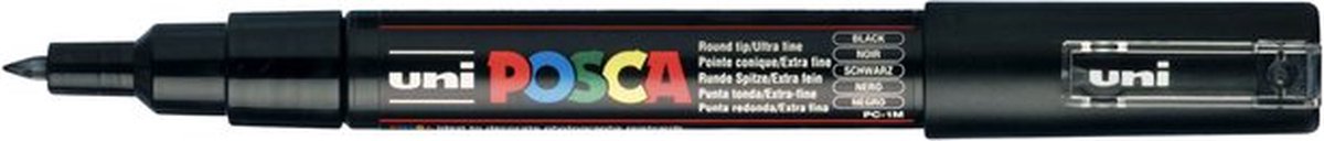 Uni POSCA paintmarker PC-1MC, 0,7 mm, zwart 6 stuks