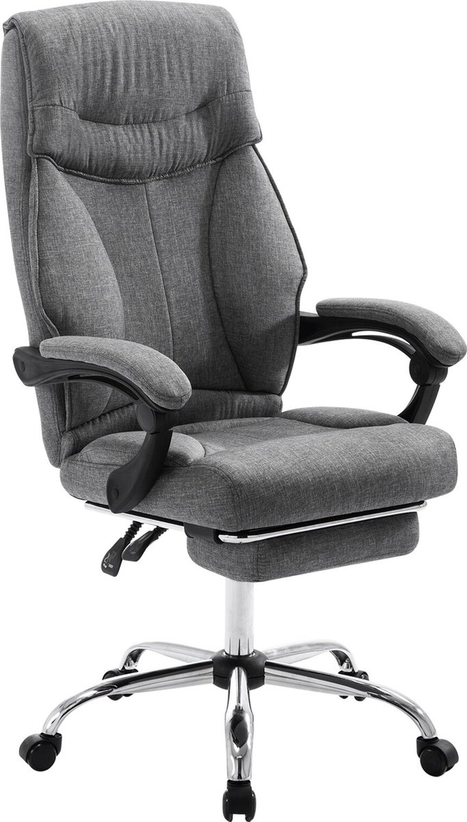 Kamyra® Bureaustoel met Voetensteun - In Hoogte Verstelbaar & Draaibaar - Bureaustoelen, Stoel - Donkergrijs - 70x70x124.5 cm